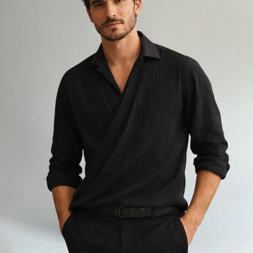  Mens – All Season – Black Shirt Slim Fit Business Style – Montford Co 0