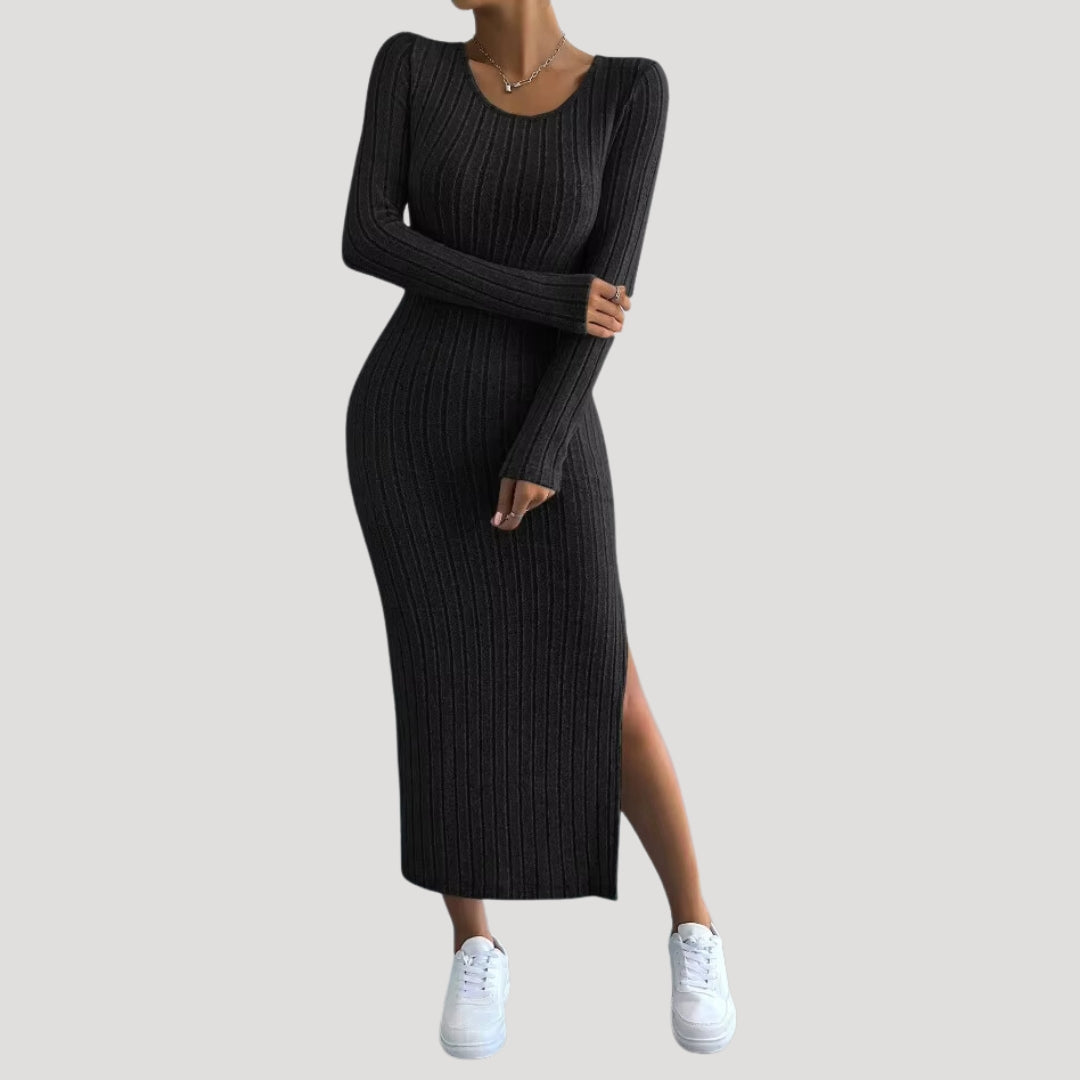 Midi Dress with Sleeves – Flattering Comfort for Casual Outings - 11