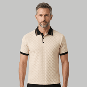 Apricot Knitted Polo Shirt with Rib Knit Details - Montford & Co