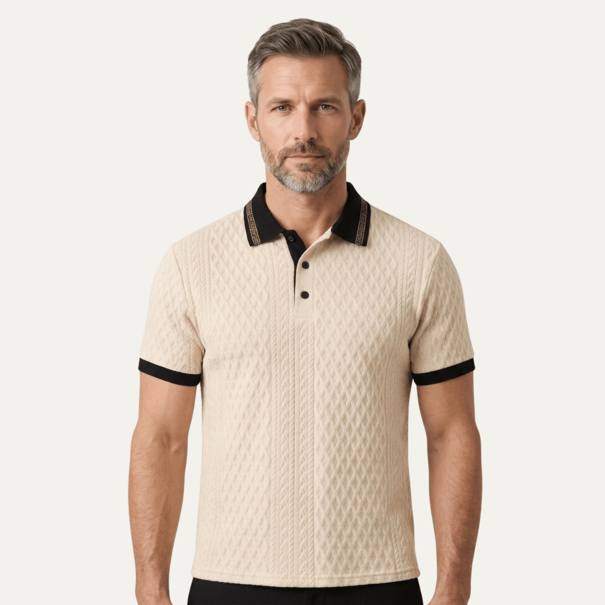 Apricot Knitted Polo Shirt with Rib Knit Details - Montford & Co