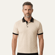Apricot Knitted Polo Shirt with Rib Knit Details - Montford & Co