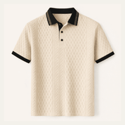Apricot Knitted Polo Shirt with Rib Knit Details - Montford & Co