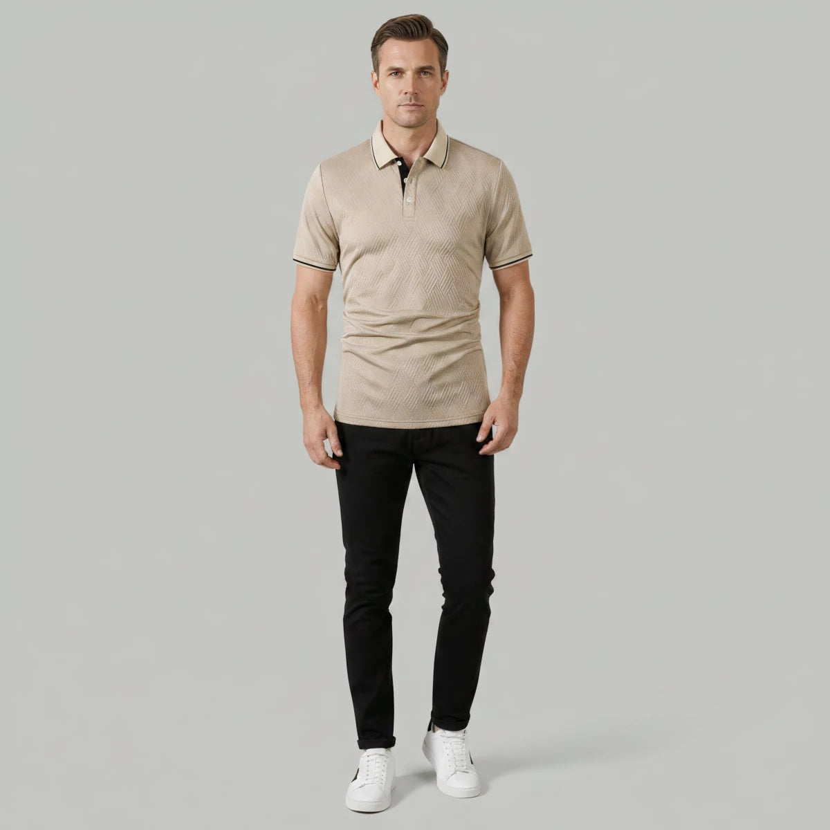 Apricot Textured Polo Shirt - Montford & Co