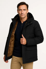 Black Oversized Hooded Padded Winter Jacket - Montford & Co