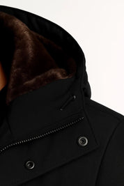 Black Oversized Hooded Padded Winter Jacket - Montford & Co