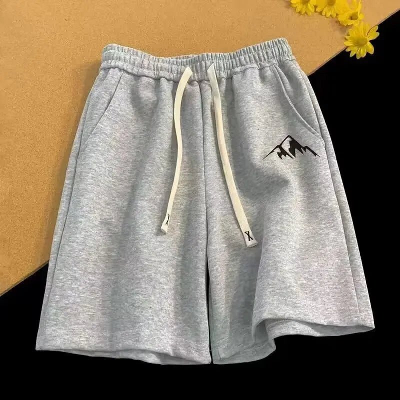 Bottom – Mens – All Season – Oversized Casual Shorts with Mountain Range Print – Montford Co - Montford & Co