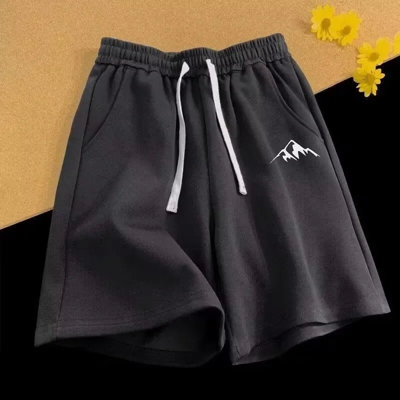 Bottom – Mens – All Season – Oversized Casual Shorts with Mountain Range Print – Montford Co - Montford & Co