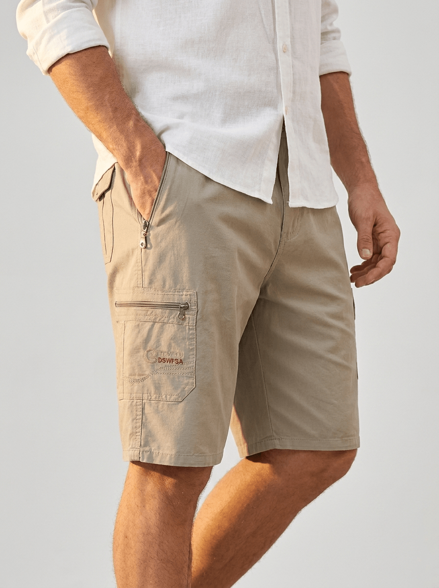 Bottom – Mens – Spring & Summer – Mens Cargo Shorts with Zipper Pockets – Montford Co - Montford & Co