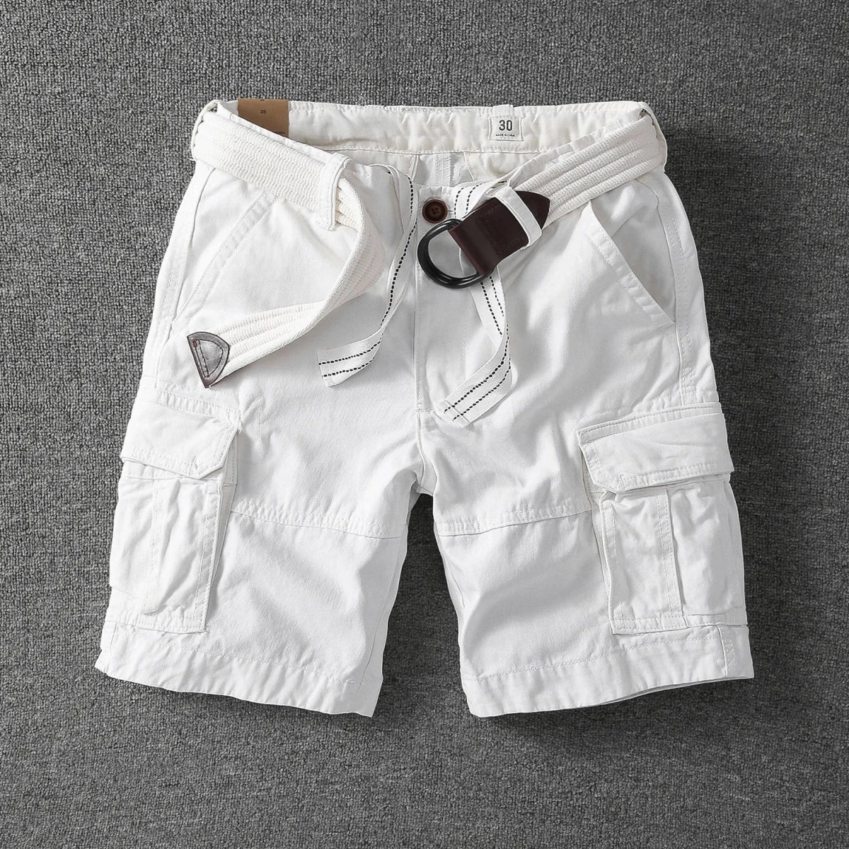 Bottom – Mens – Spring & Summer – Men's White Camouflage Cargo Shorts – Montford Co - Montford & Co