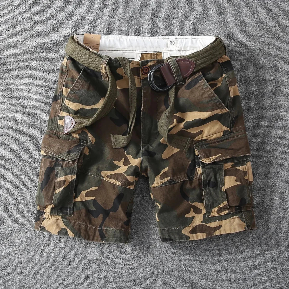 Bottom – Mens – Spring & Summer – Men's White Camouflage Cargo Shorts – Montford Co - Montford & Co