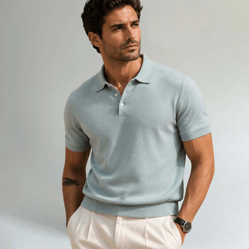Business Casual Knitted Polo Shirt - Montford & Co
