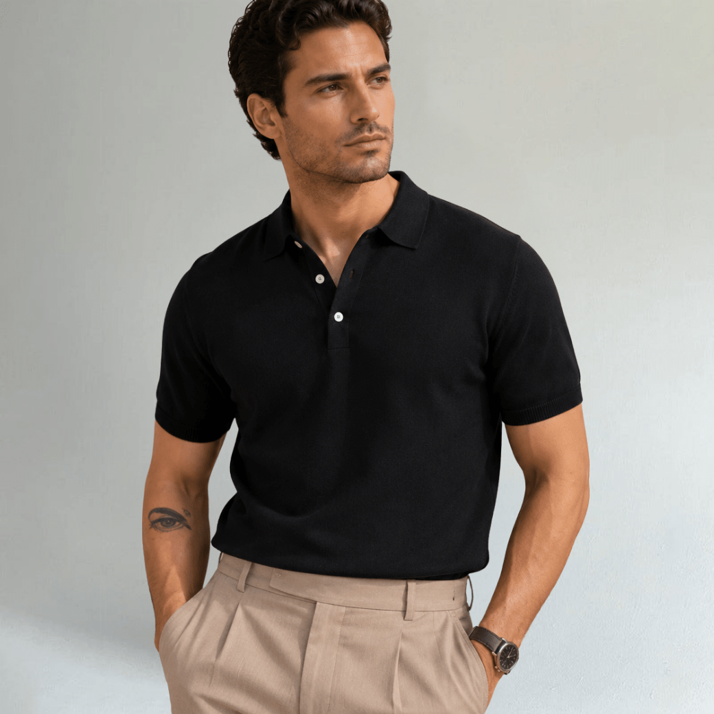 Business Casual Knitted Polo Shirt - Montford & Co