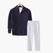 Cable Zip Sweater Trousers Set - Montford & Co