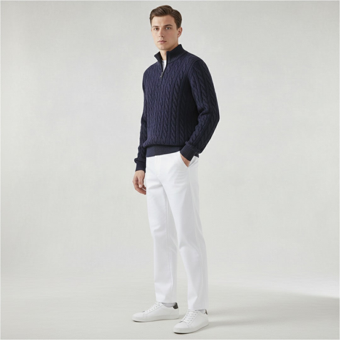 Cable Zip Sweater Trousers Set - Montford & Co
