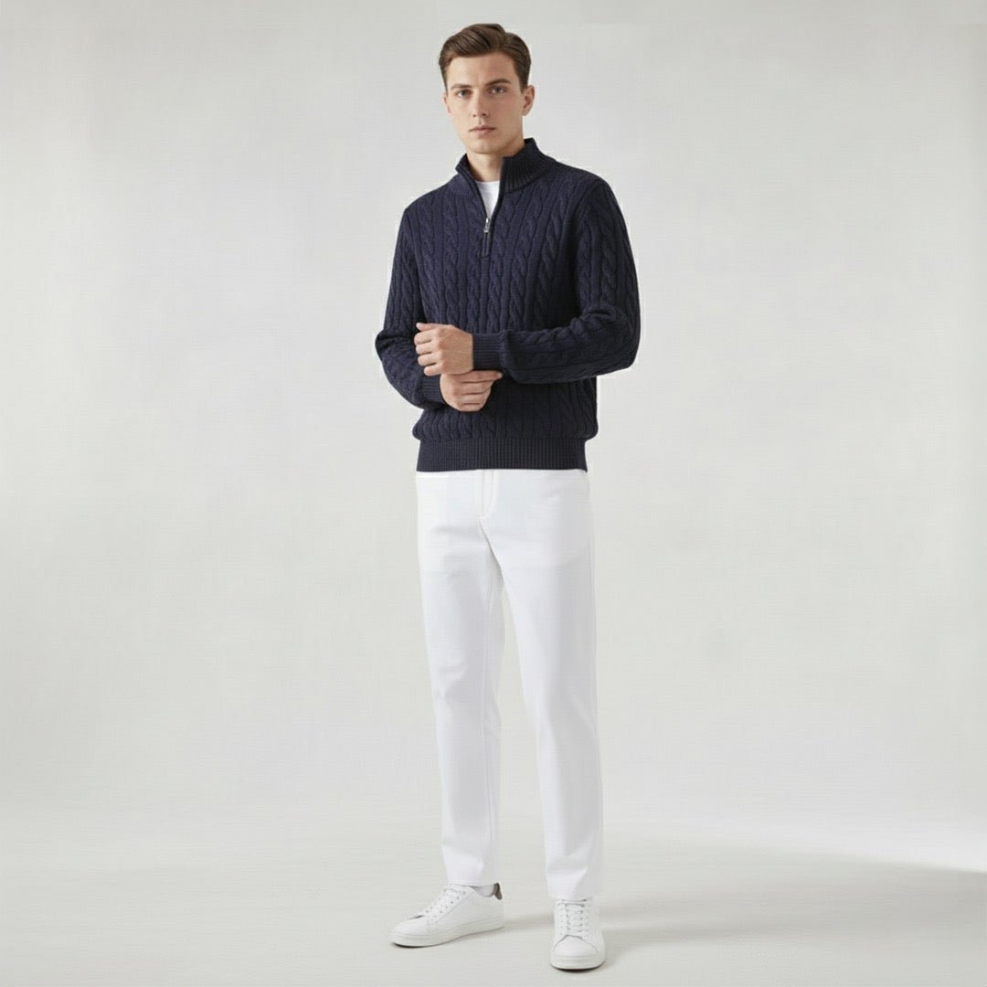 Cable Zip Sweater Trousers Set - Montford & Co