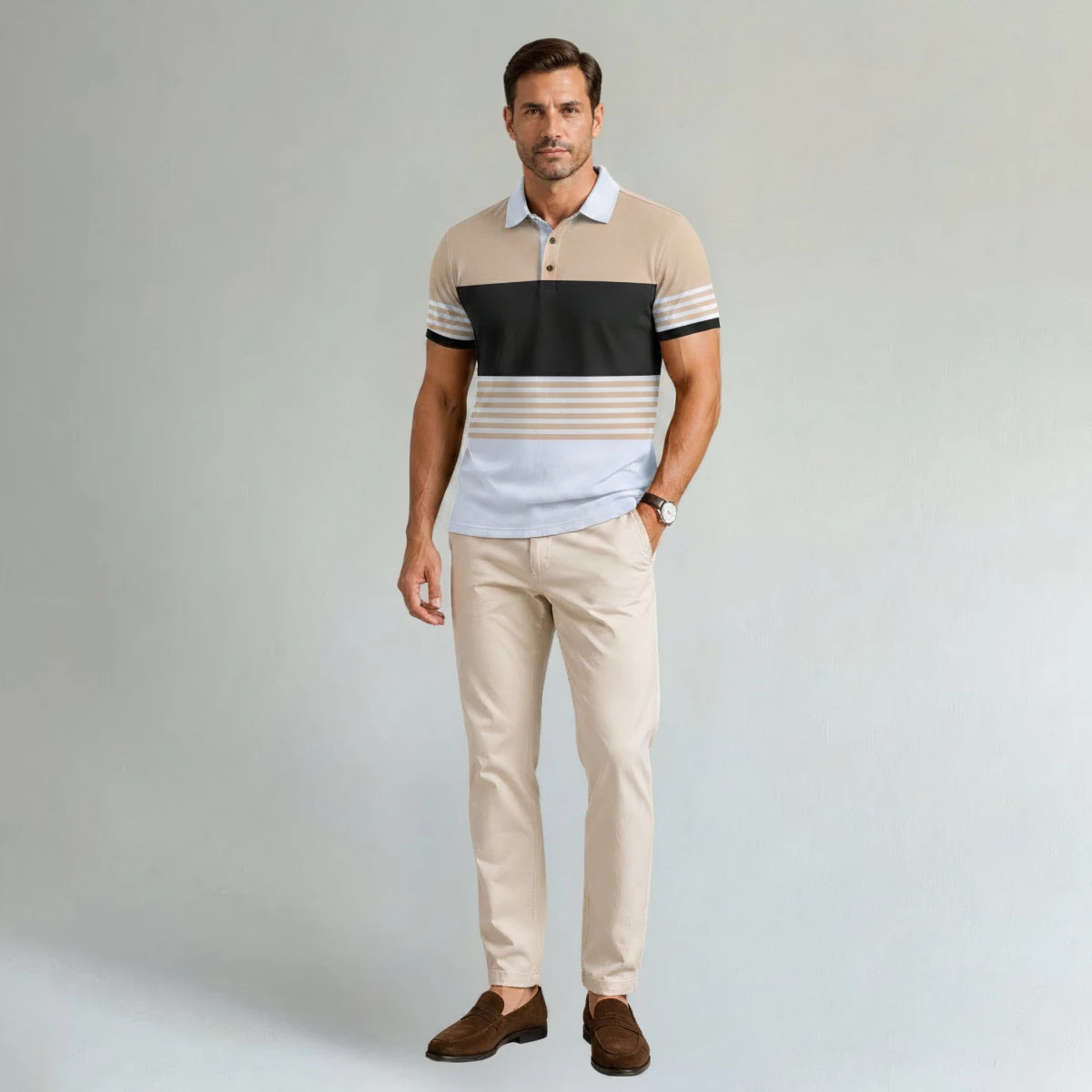 Casual Colour Block Polo Shirt - Montford & Co