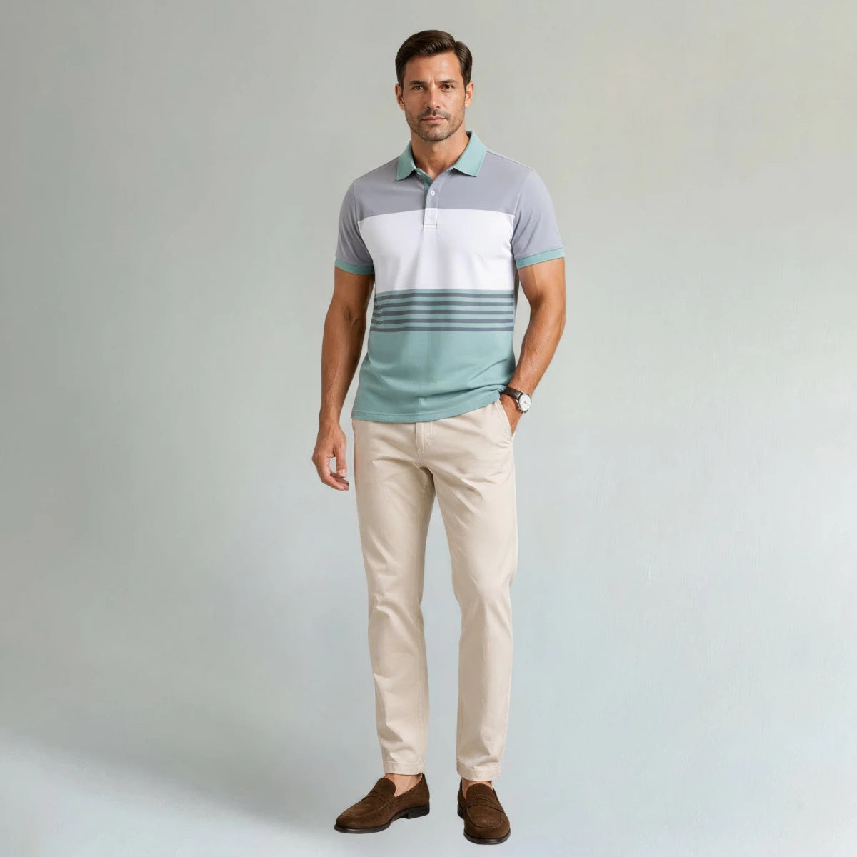Casual Colour Block Polo Shirt - Montford & Co