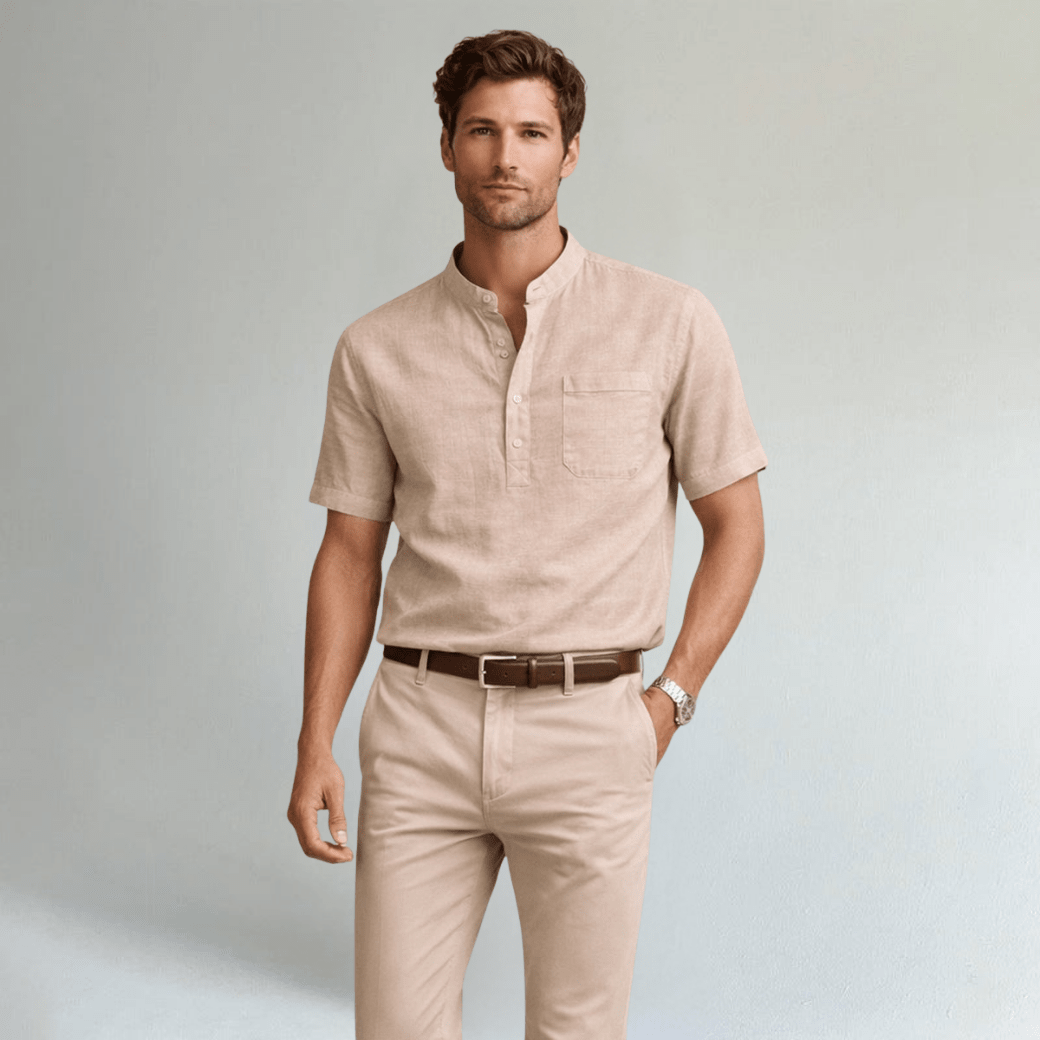 Casual Cotton Linen Henley Shirts - Montford & Co