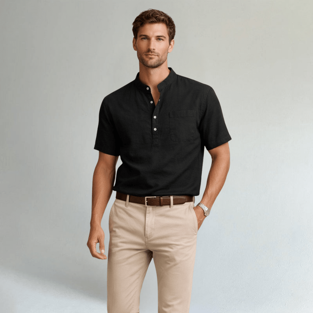 Casual Cotton Linen Henley Shirts - Montford & Co