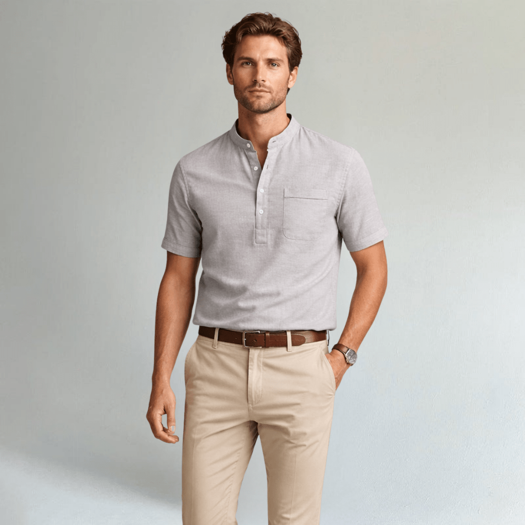 Casual Cotton Linen Henley Shirts - Montford & Co