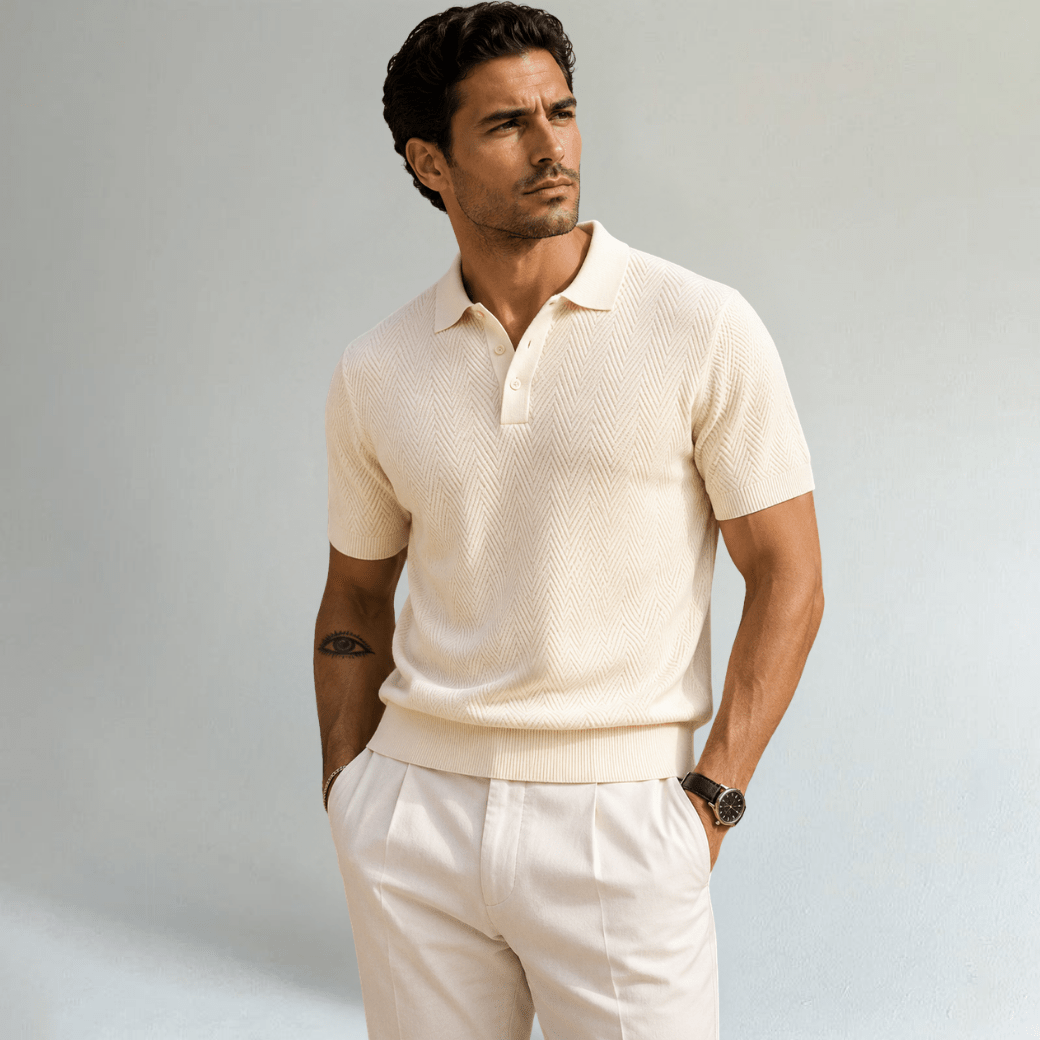 Casual Cotton Polo Shirt Vintage Style - Montford & Co