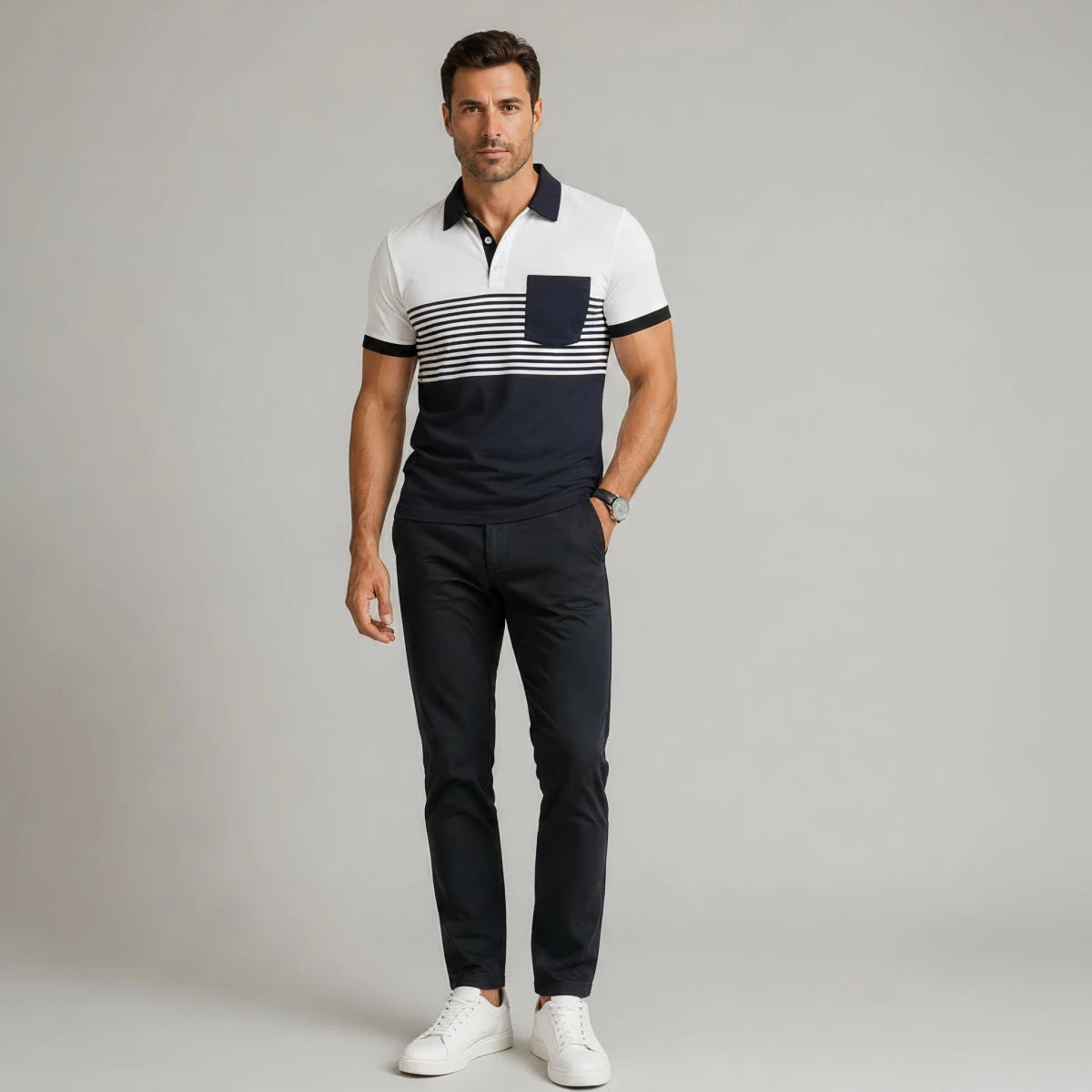 Casual Slim Fit Striped Polo Shirt - Montford & Co
