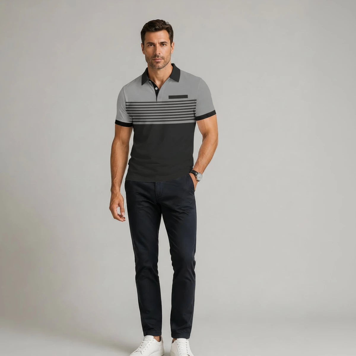 Casual Slim Fit Striped Polo Shirt - Montford & Co