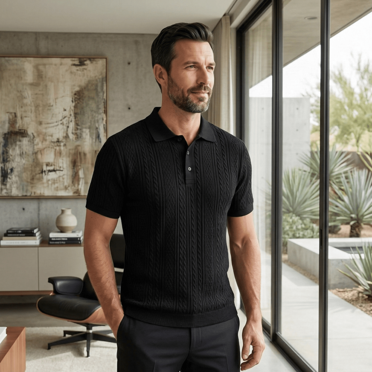 Casual Textured Polo Shirt - Montford & Co