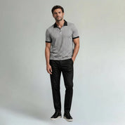 Casual Textured Polo Shirt with Contrast Collar - Montford & Co