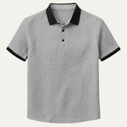 Casual Textured Polo Shirt with Contrast Collar - Montford & Co