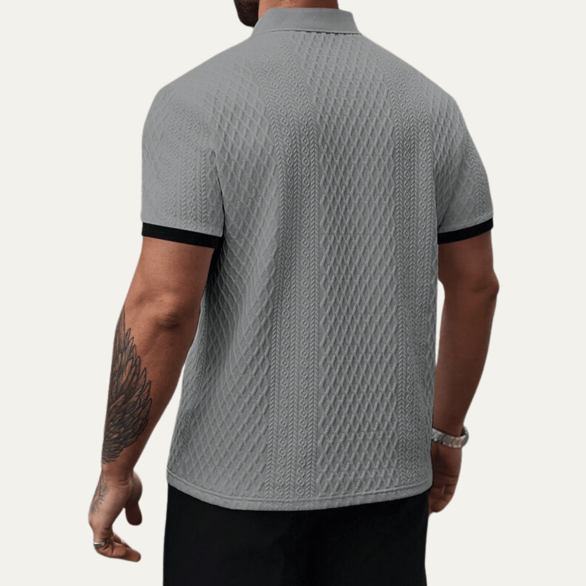 Casual Textured Polo Shirt with Contrast Collar - Montford & Co