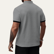 Casual Textured Polo Shirt with Contrast Collar - Montford & Co