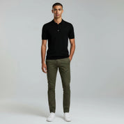 Chino Pants in Khaki Elastic Fabric Modern Fit - Montford & Co