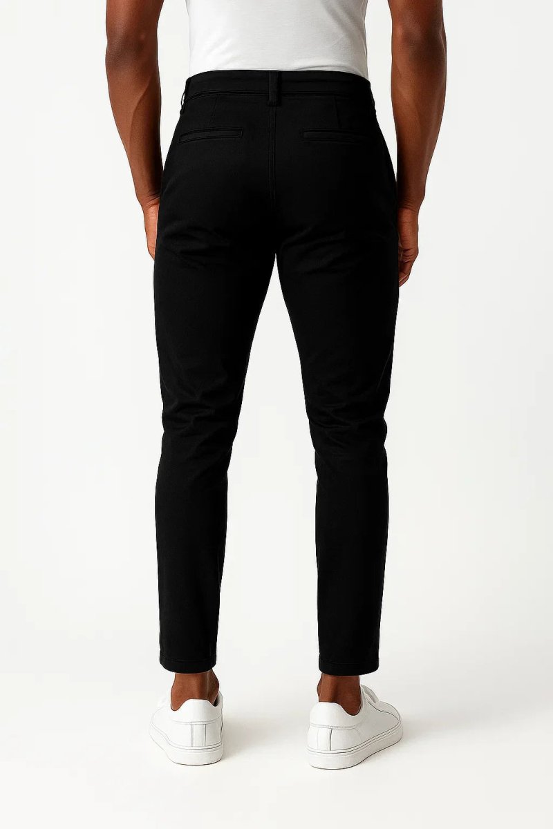 Chino Pants in Khaki Elastic Fabric Modern Fit - Montford & Co