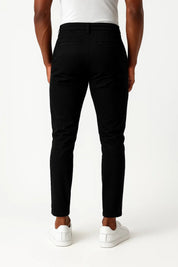 Chino Pants in Khaki Elastic Fabric Modern Fit - Montford & Co