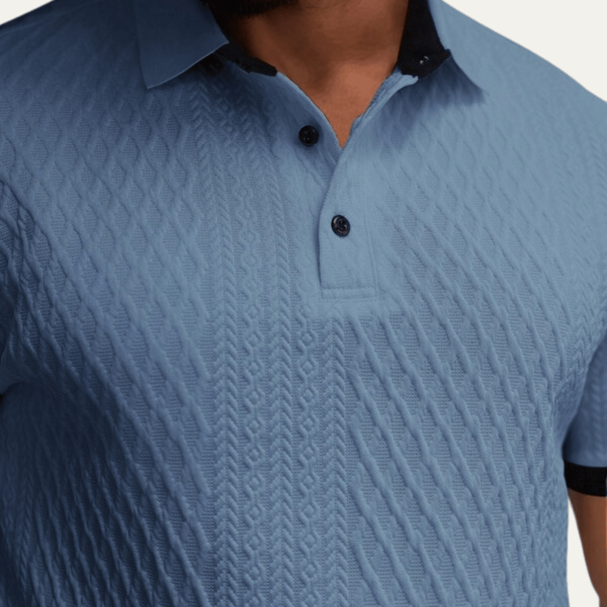 Classic Textured Polo Shirt with Contrast Collar - Montford & Co