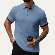 Classic Textured Polo Shirt with Contrast Collar - Montford & Co