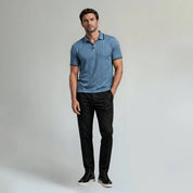 Classic Textured Polo Shirt with Contrast Collar - Montford & Co