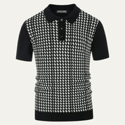 Contrast Pattern Knit Polo Shirt - Montford & Co