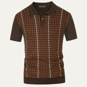 Contrast Pattern Knit Polo Shirt - Montford & Co