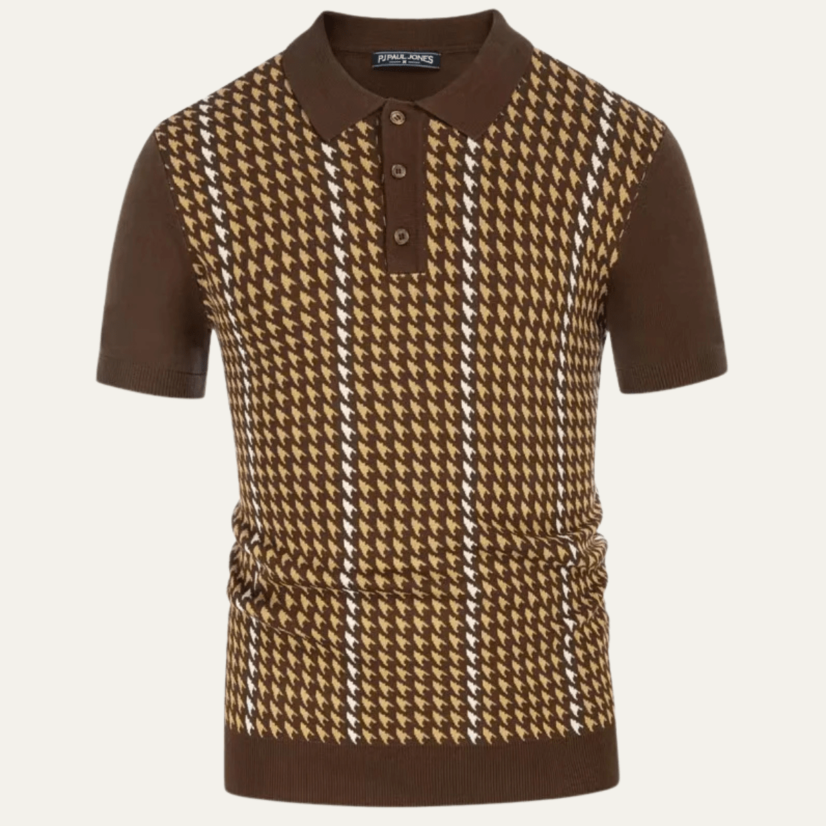 Contrast Pattern Knit Polo Shirt - Montford & Co