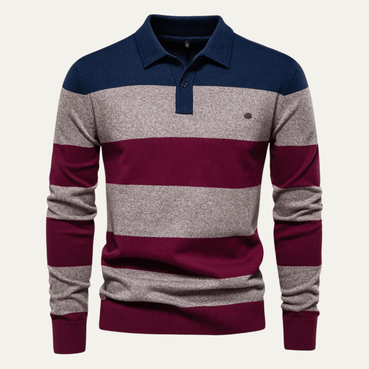 Cotton Button - Up Striped Knit Polo Sweater - Montford & Co