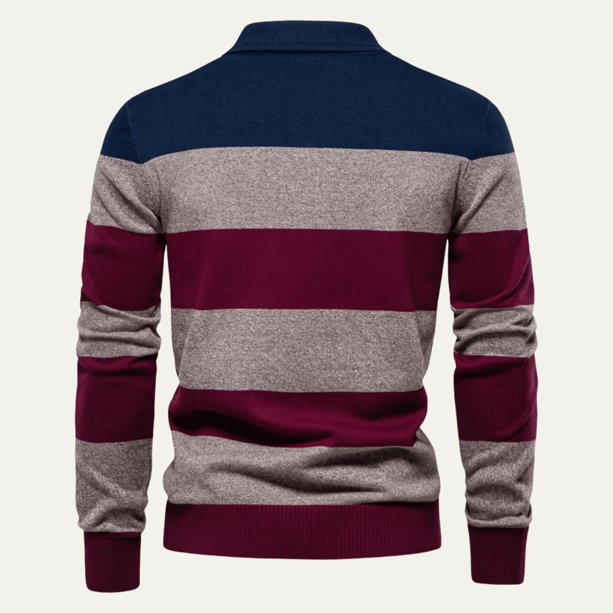 Cotton Button - Up Striped Knit Polo Sweater - Montford & Co