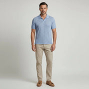 Crochet Knit Short Sleeve Polo Shirt - Montford & Co