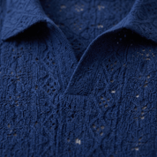 Crochet Knit Short Sleeve Polo Shirt - Montford & Co