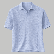 Crochet Knit Short Sleeve Polo Shirt - Montford & Co