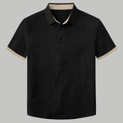 Elegant Textured Polo Shirt with Contrast Collar - Montford & Co