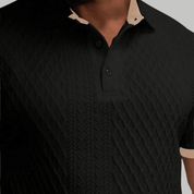 Elegant Textured Polo Shirt with Contrast Collar - Montford & Co