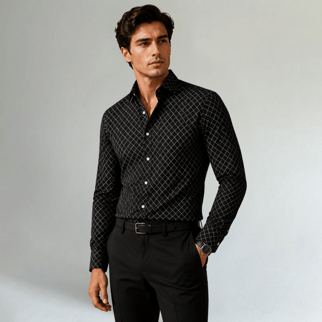 Geometric Print Button Down Shirt - Montford & Co
