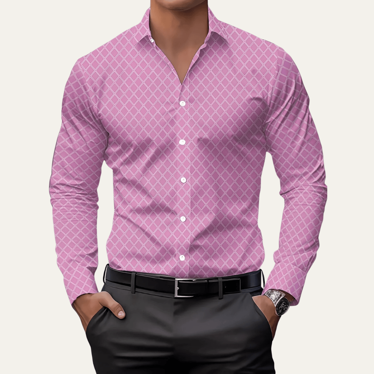 Geometric Print Button Down Shirt - Montford & Co